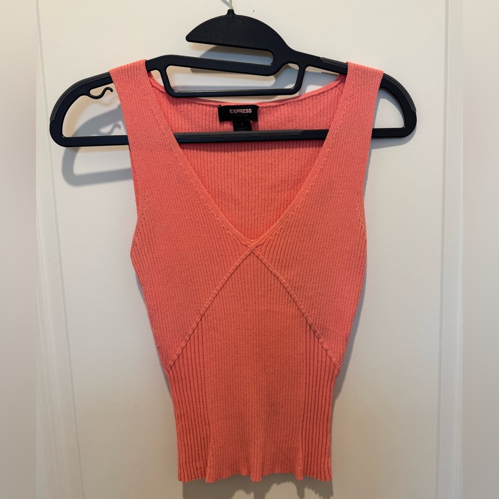 Express Peach Ribbed Sleeveless Top